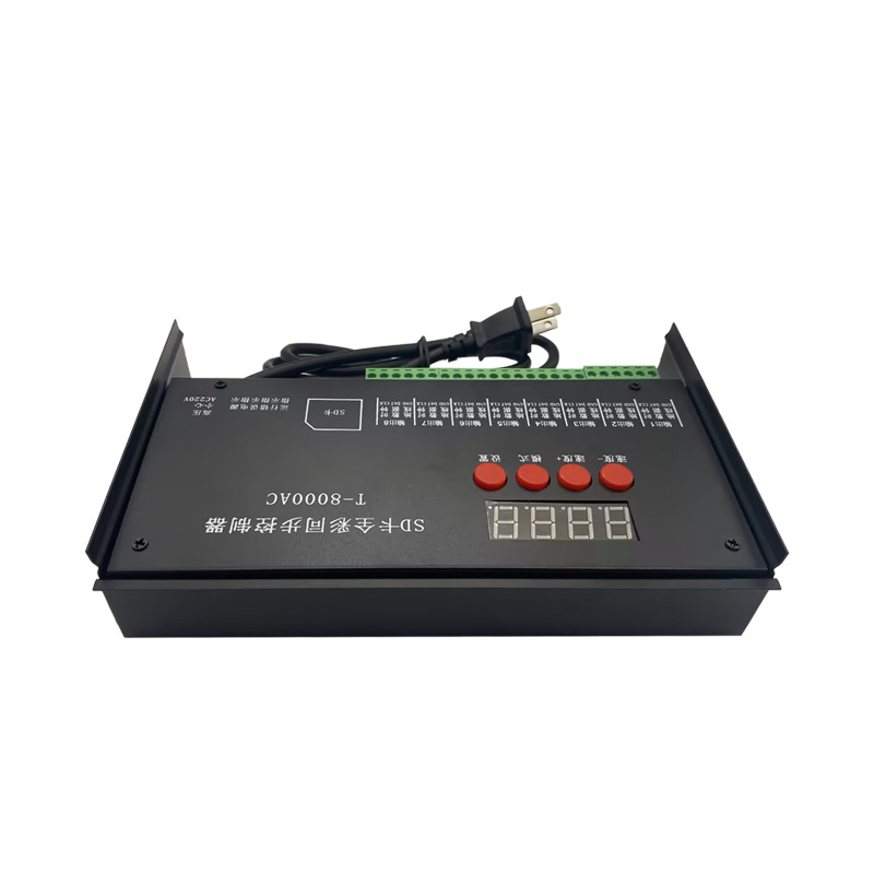 T-8000AC 幻彩可编程控制器8路点光源幻彩LED多台同步级联SD卡控制器